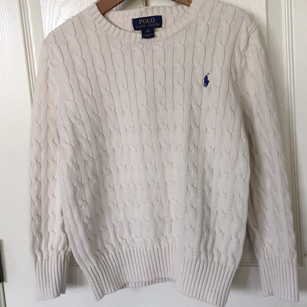 Boy's used Medium size (10-12) off white sweater
